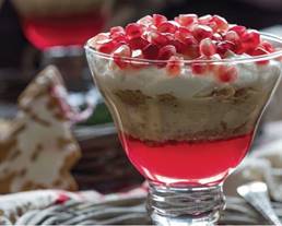 Trifle met peperkoek en granaatappelgelei